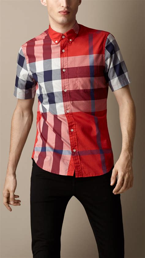 parade red burberry shirt|Burberry Men's Parade Red Check Print Shirt.